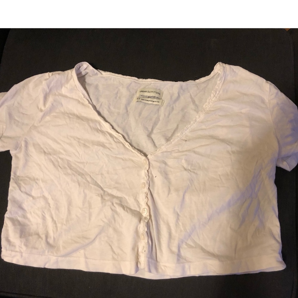 Cream Short Sleeved Crop Top